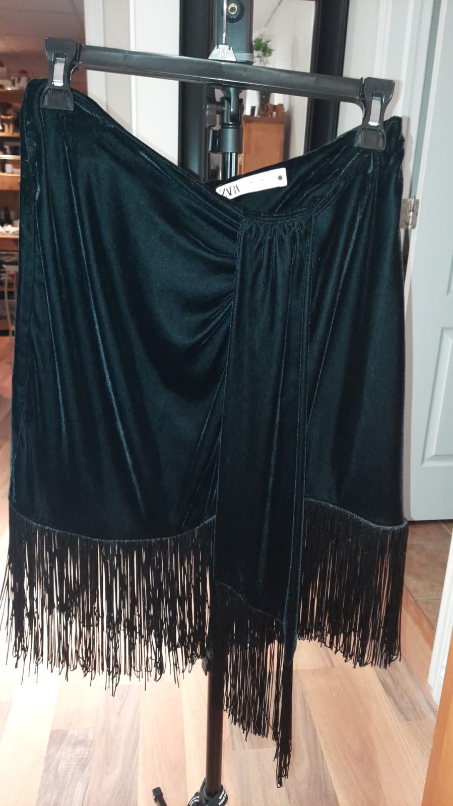 Zara Velvet Fringe Mini Skirt