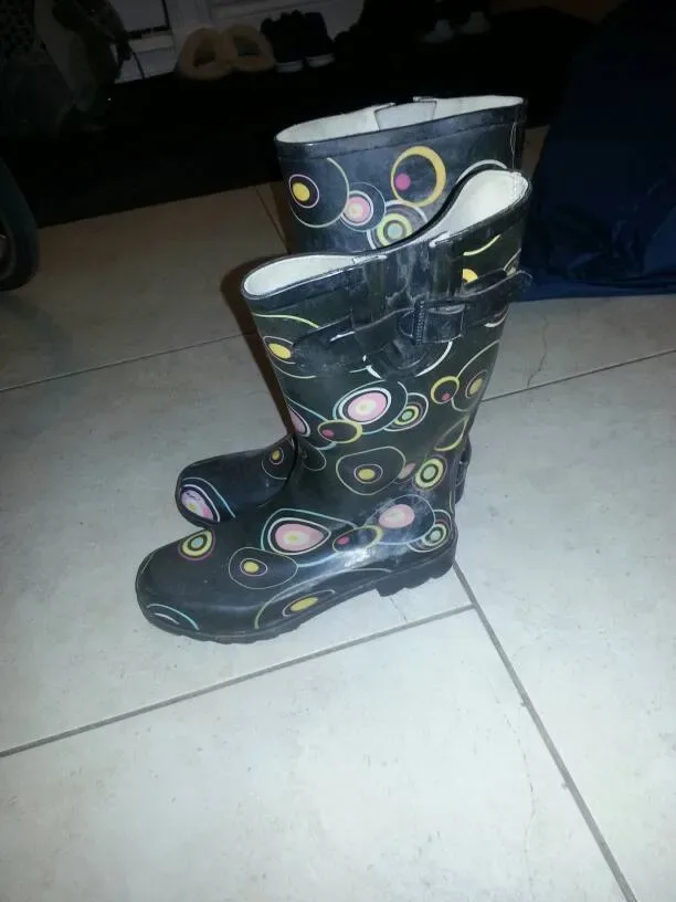 Awesome Rubber Boots -- Black With Colourful Circles - photo 3