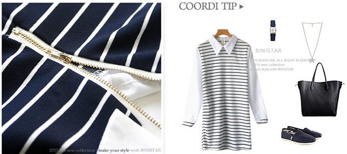 Striped Collared Long Sleeved Mini Dress - photo 3