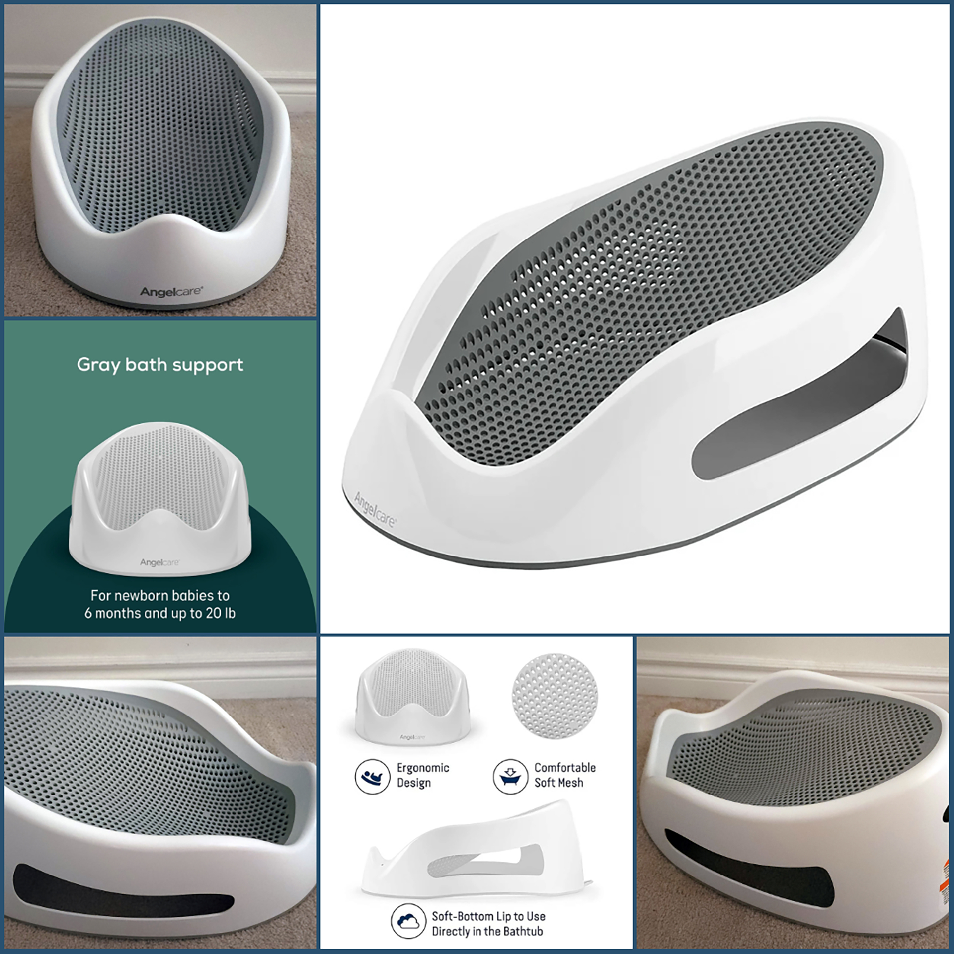 Angelcare Baby Bath Support - Gray | Like New