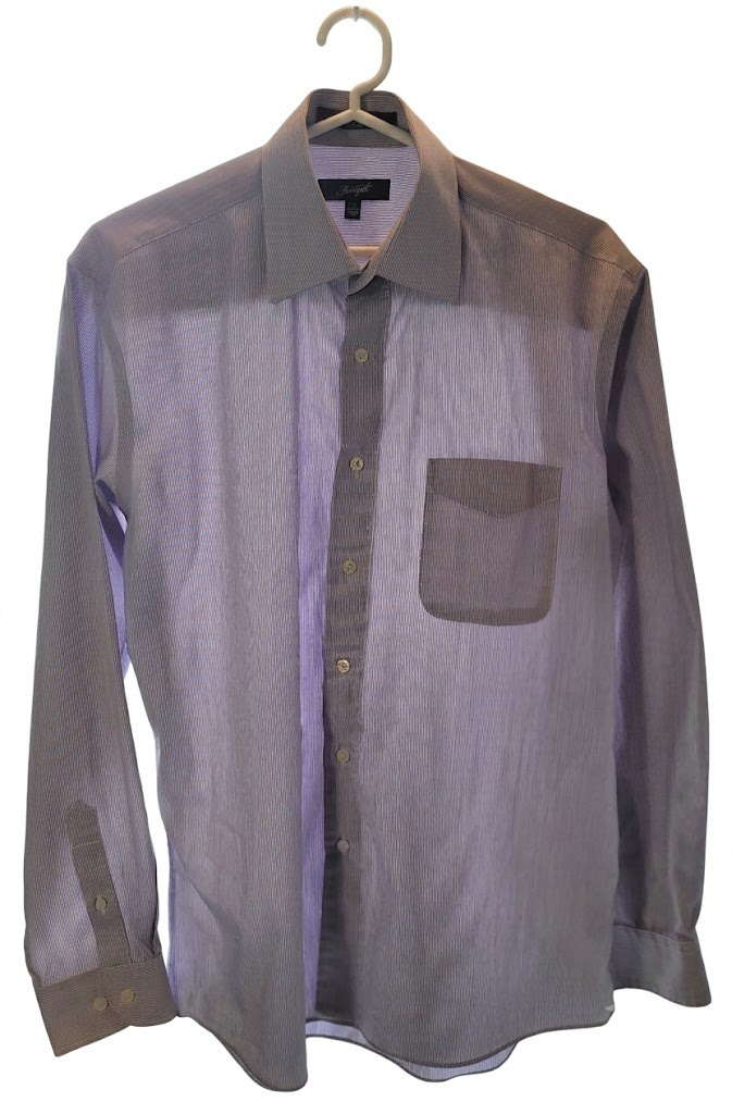 Forsyth Men Medium Lavender Pinstripe Dress Shirt 15-15.5 34