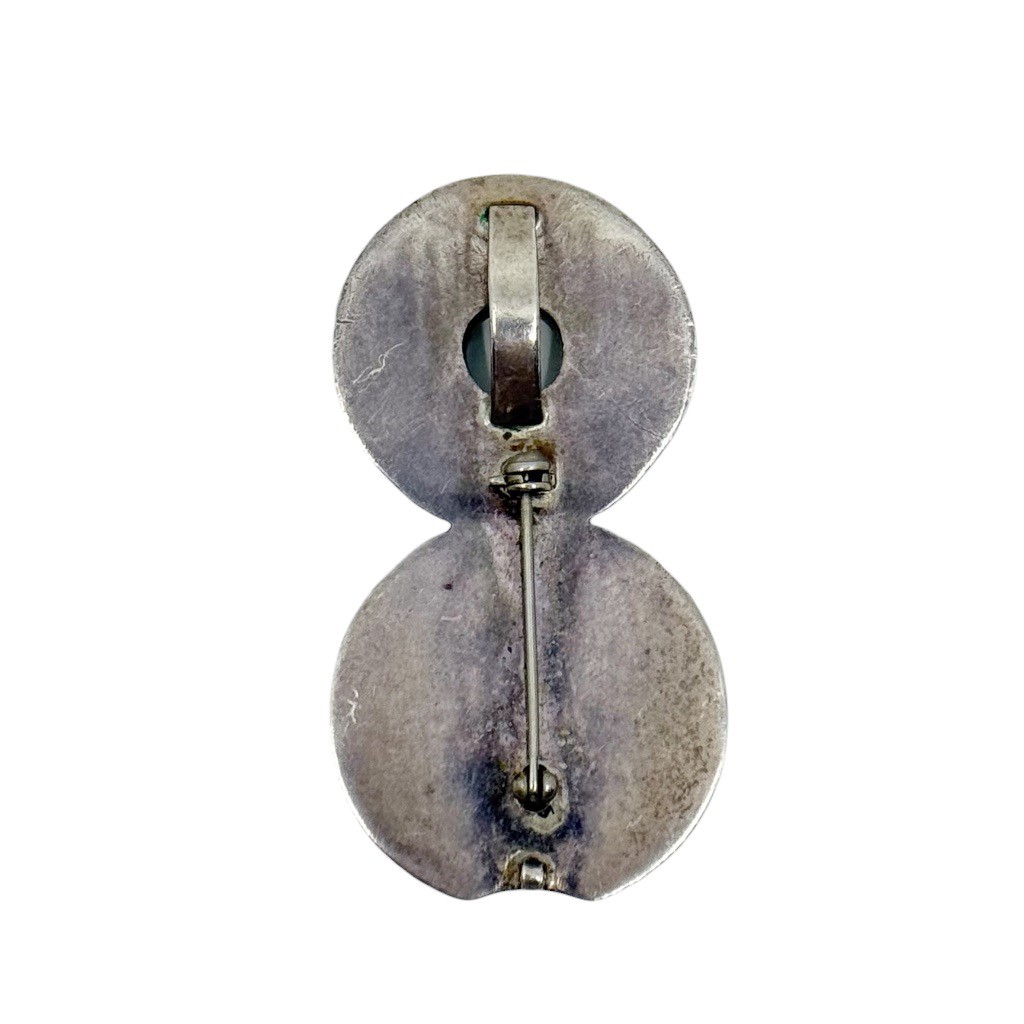 sterling silver carved fish bone & Larimar brooch pendant - photo 4