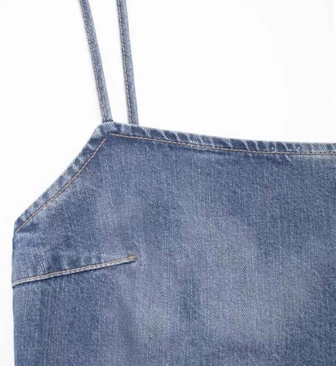 Zara Lace Denim Side Slit Dress - photo 2