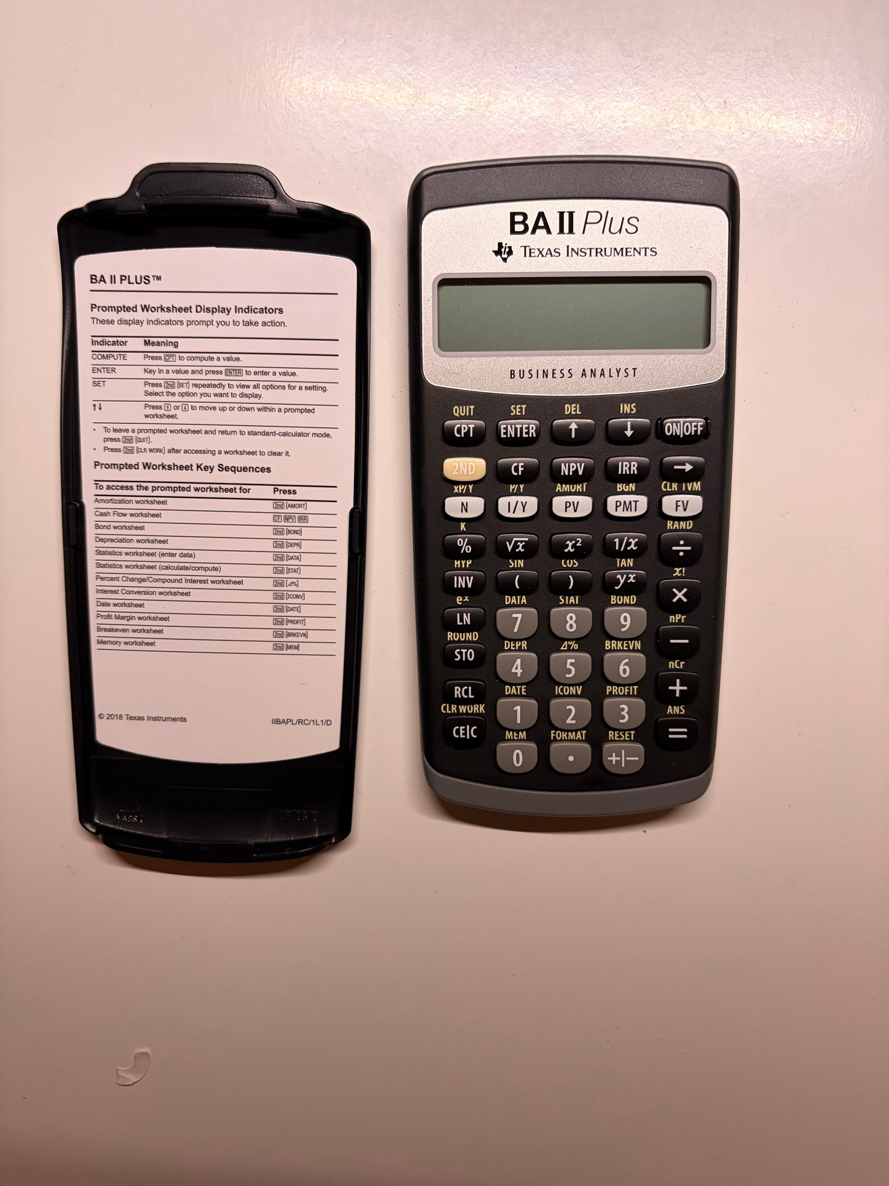 Texas Instruments BA II Plus financial calculator