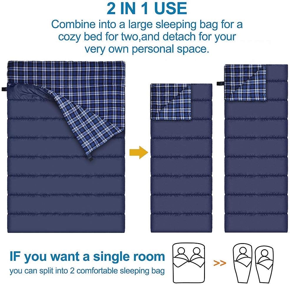 Queen Sized Sleeping Bag - Blue/Plaid - photo 4