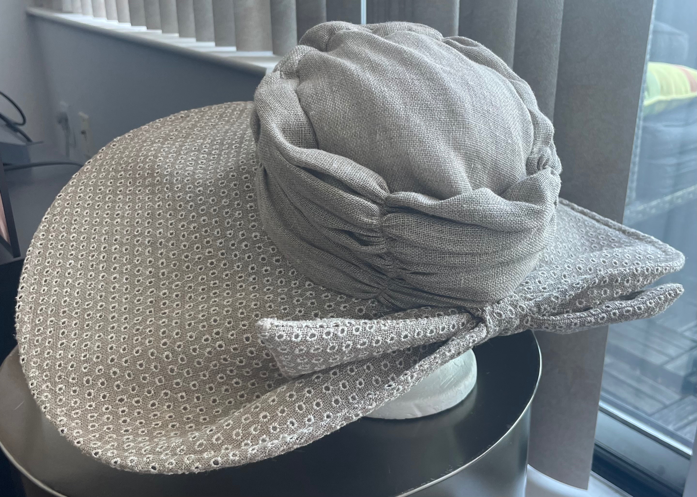 Vintage Kokin NY Couture Wide-Brim 7" Linen Hat (Holt Renfrew) - photo 3