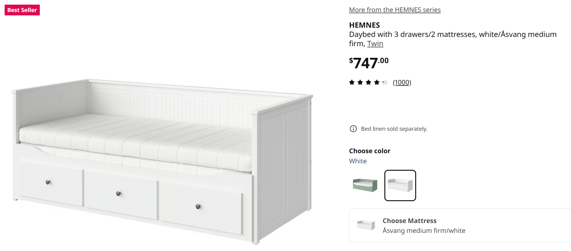 IKEA Hemnes Day bed with 2 mattresses - photo 4