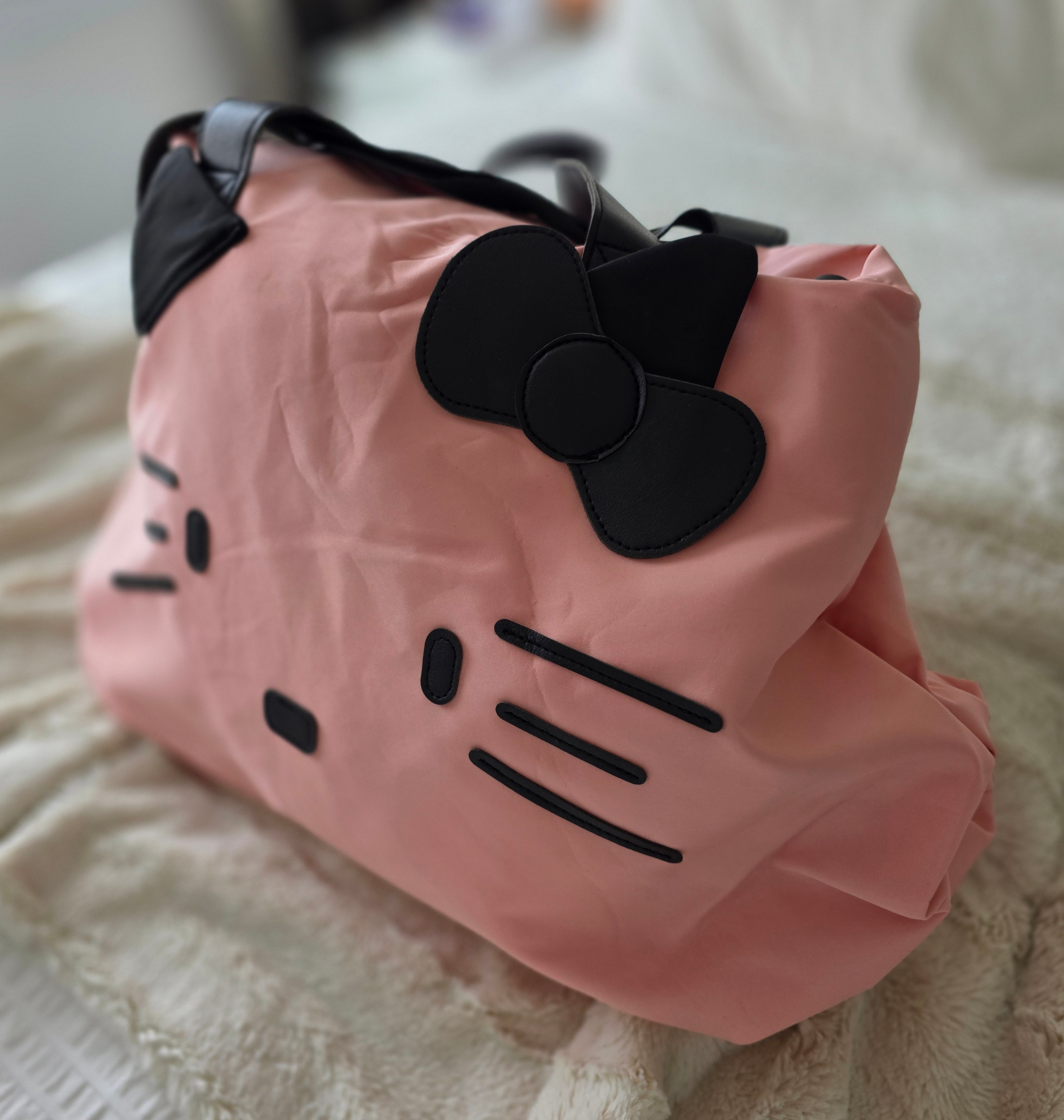 Hello Kitty-Pink-(Black Eyes/Bow)-Gym/Travel/Carry-On Bag-NEW - photo 2