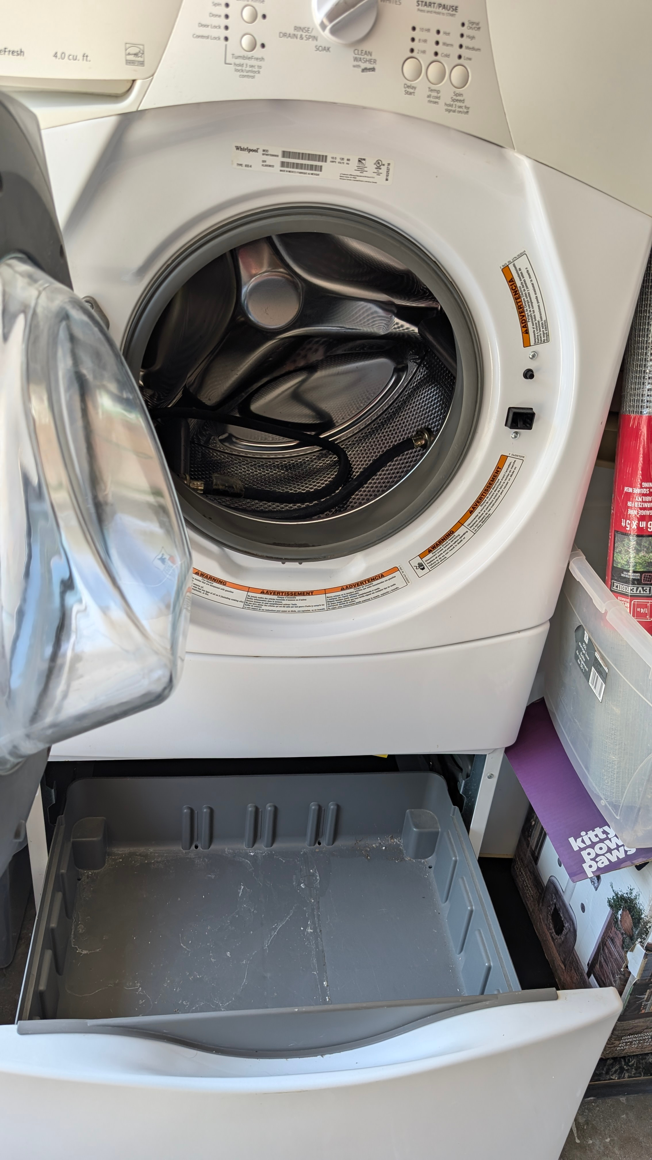 AS IS front-loading Whirlpool TumbleFresh 4.0 cu washer+pedestal - photo 2