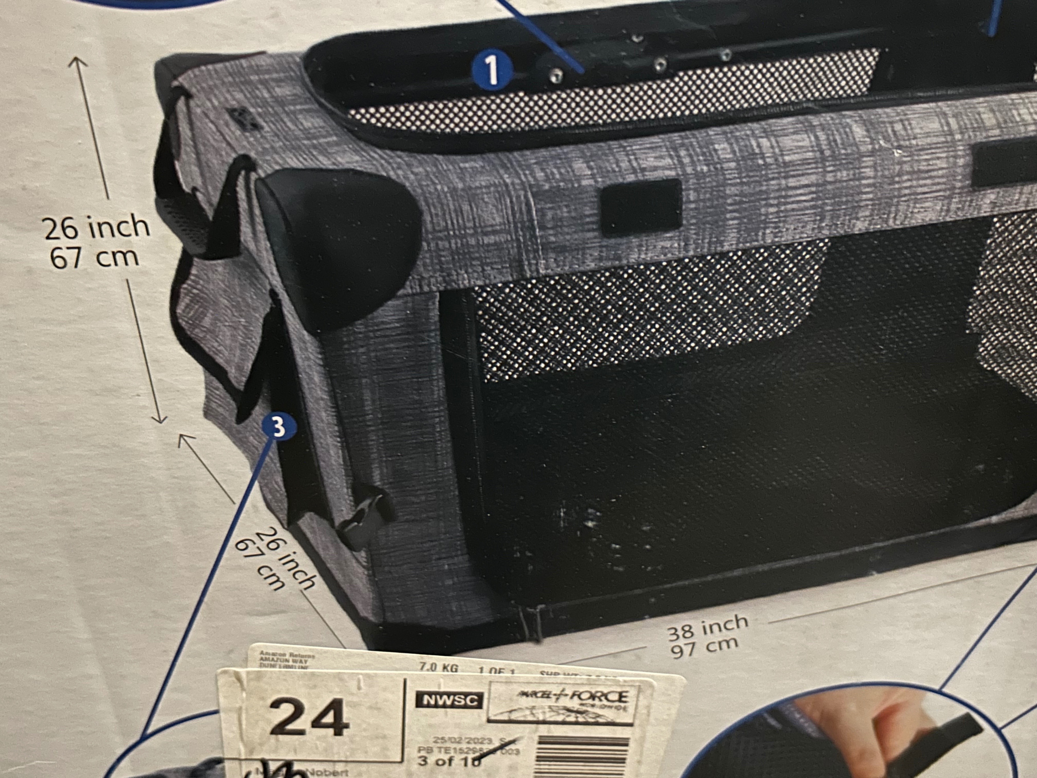 Collapsible/Folding Pet Travel Crate, Black and Grey - photo 4