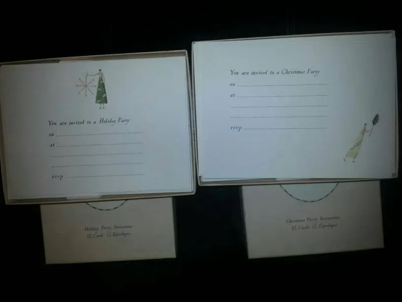 Vintage Holiday And Christmas Party Invitation Cards