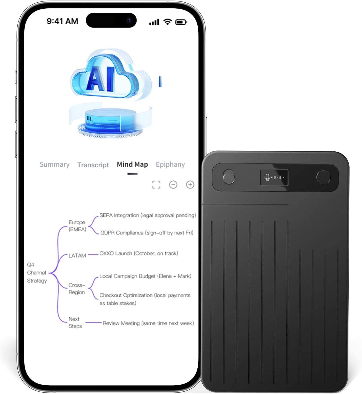 Note Pro AI Voice Recorder, 64GB AI Recorder with Transcription - photo 2