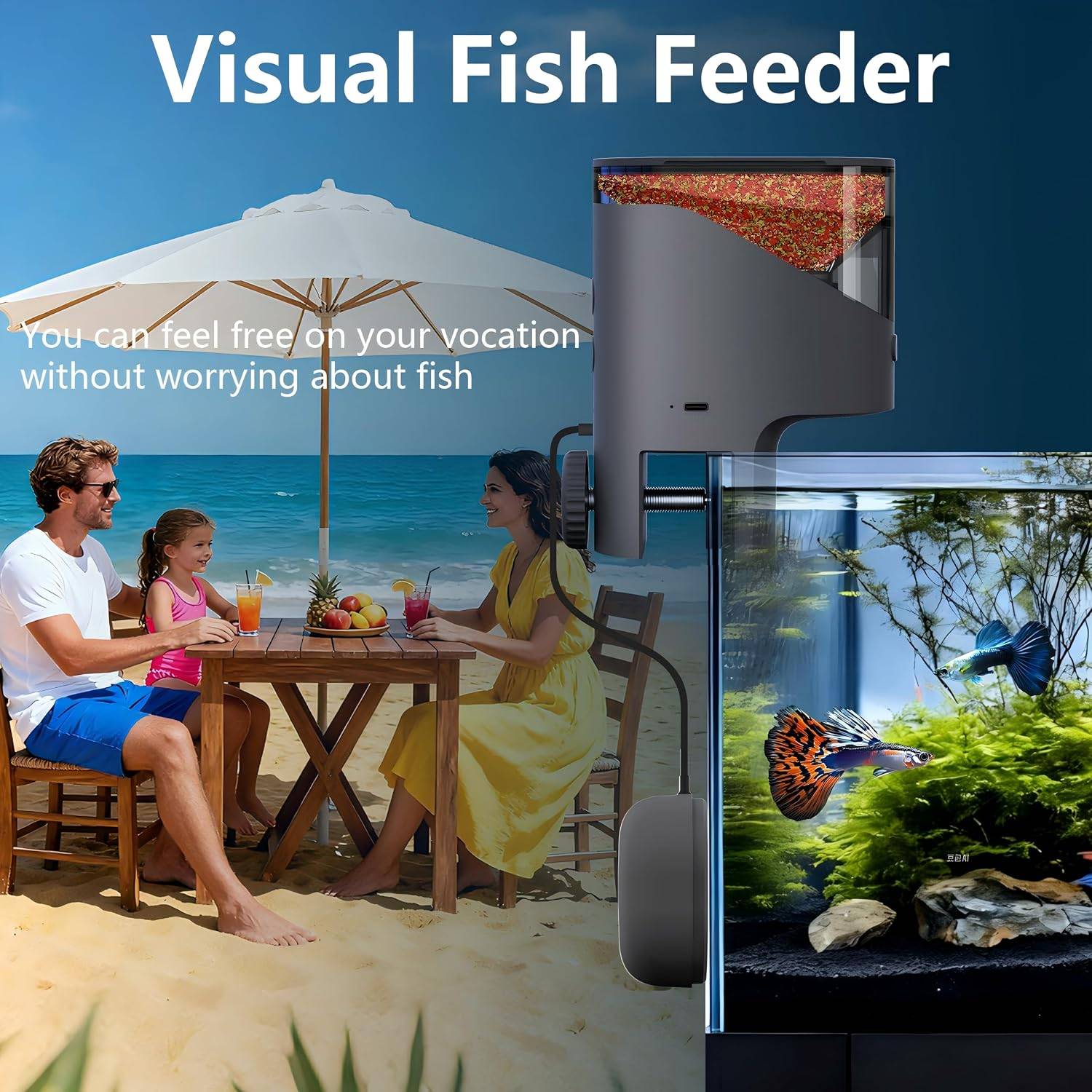 Smart WiFi Automatic Fish Feeder with 2.5K HD Camera and App - photo 5