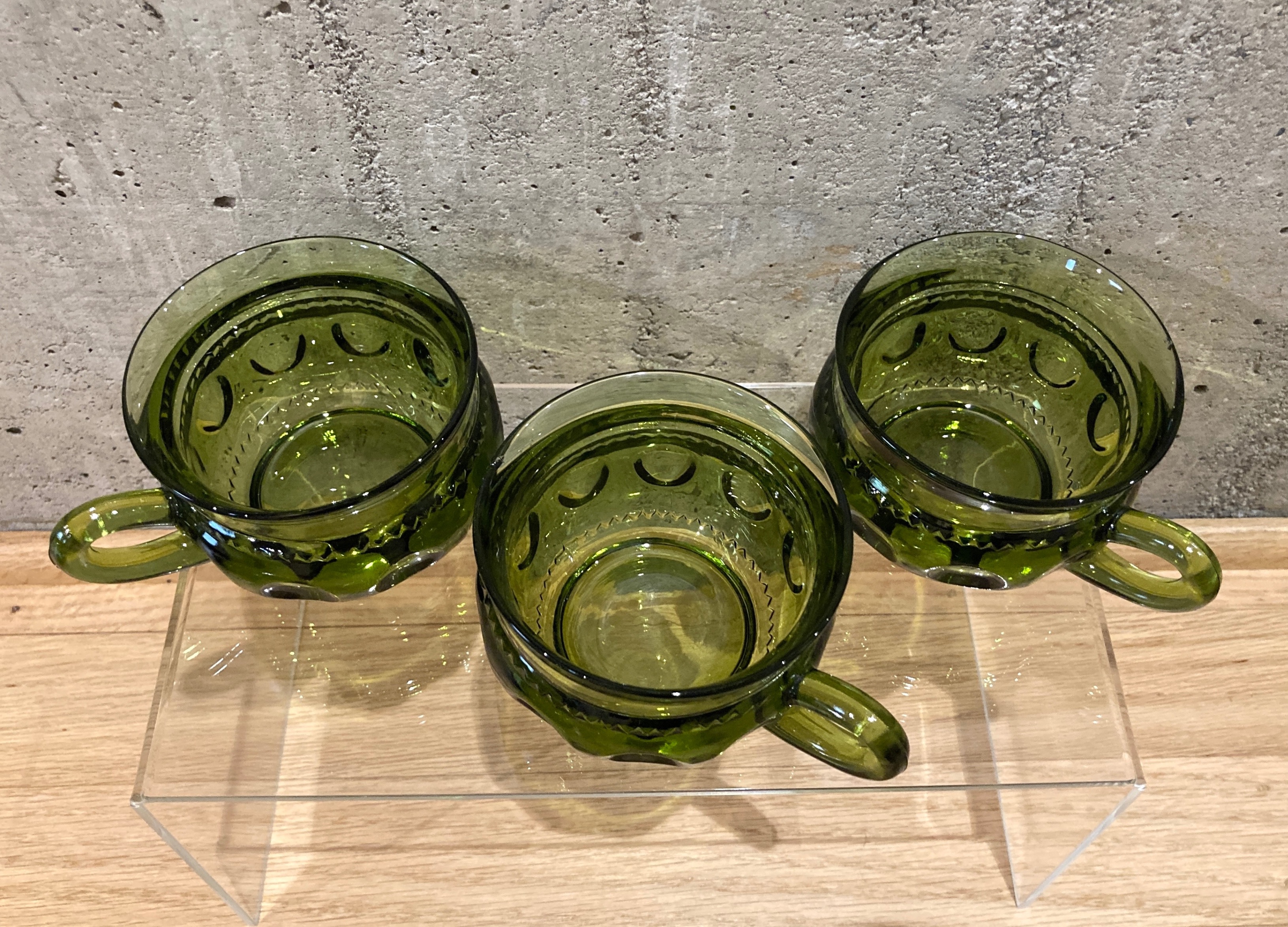 VTG Indiana Glass Kings Crown Thumbprint Green Set Sugar Creamer - photo 5