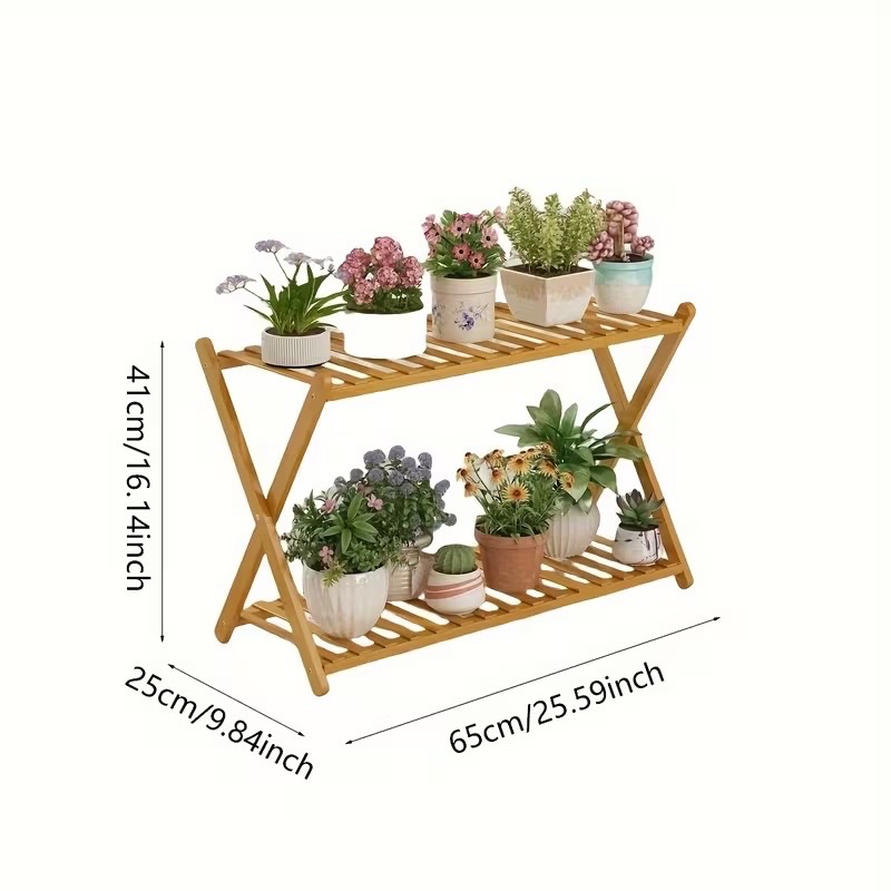 2 Level Stained/Treated Solid Wood Plant/Storage Stand - photo 2