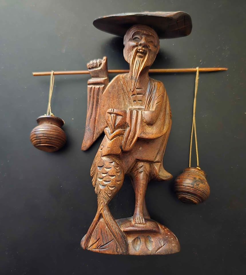 Vintage Handcrafted Solid Wood Sculpture
