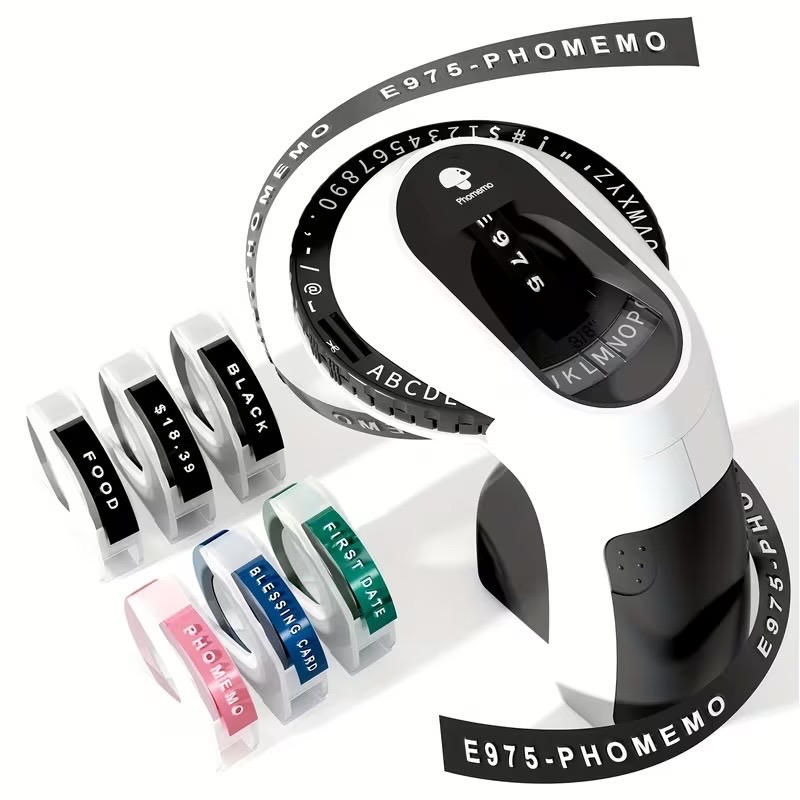 Embossing Label Maker - Black/White with 6 Tapes