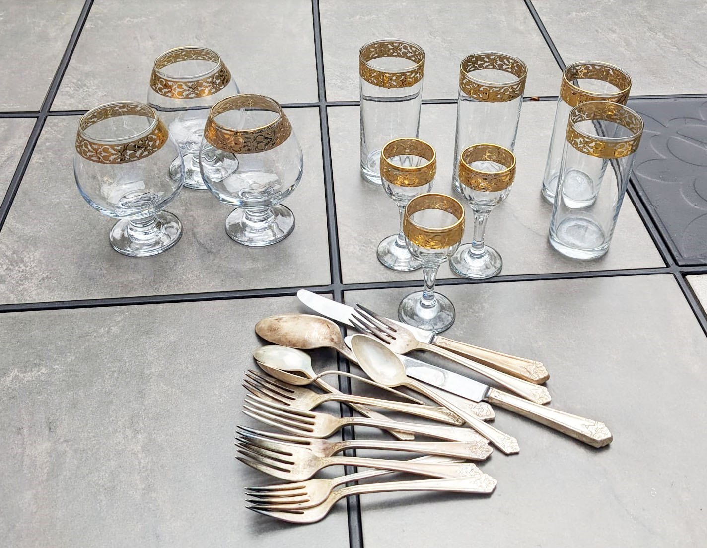 Vintage Italian glasses and silverware