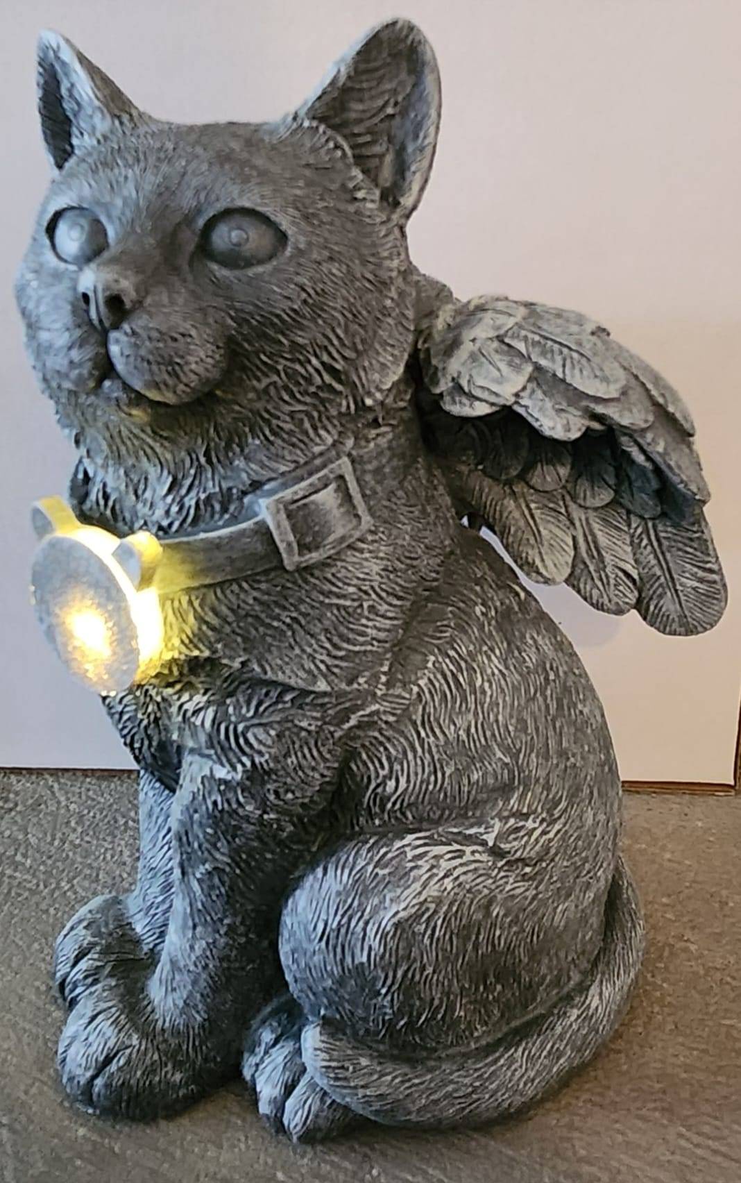 Solar Angel Cat Memorial Garden Statue - photo 2