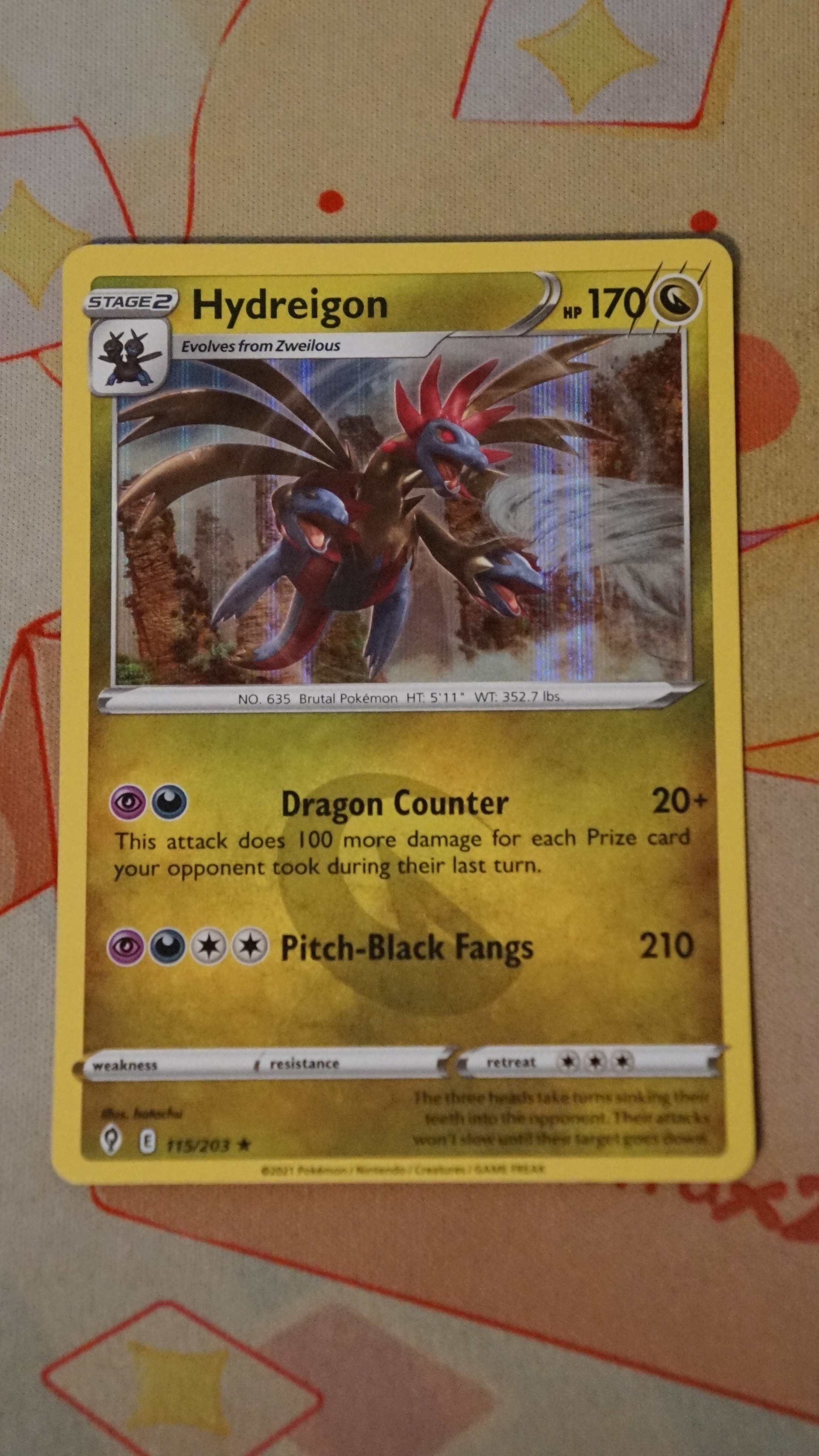 Pokemon Hydreigon 115/203 Evolving Skies Holo NM - photo 3