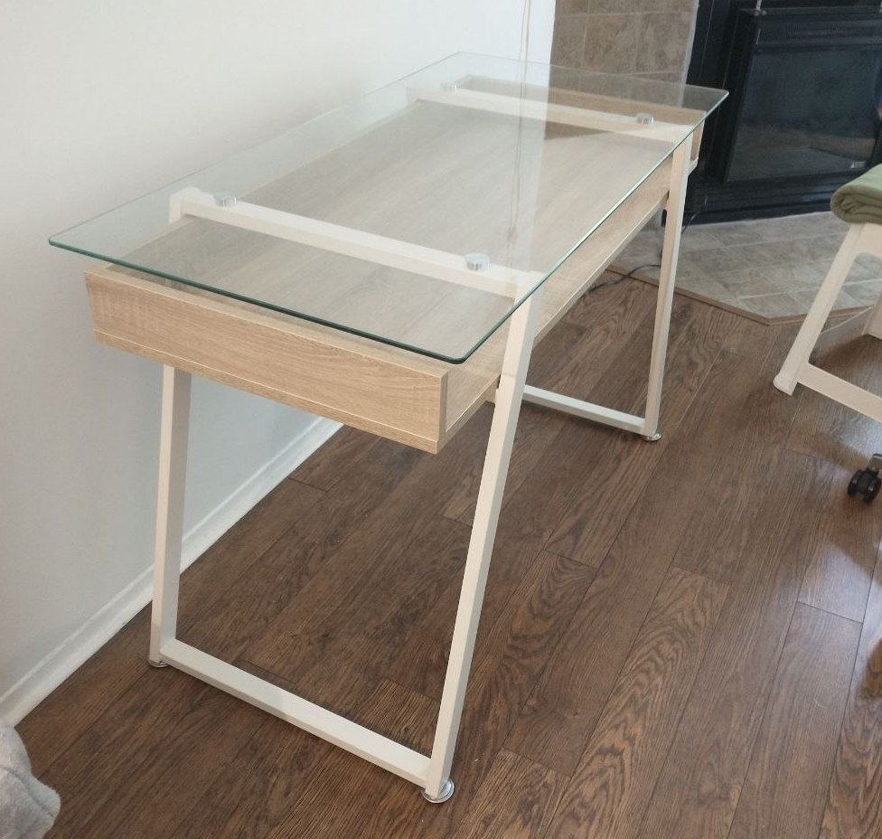 Glass-top Desk with Metal Legs