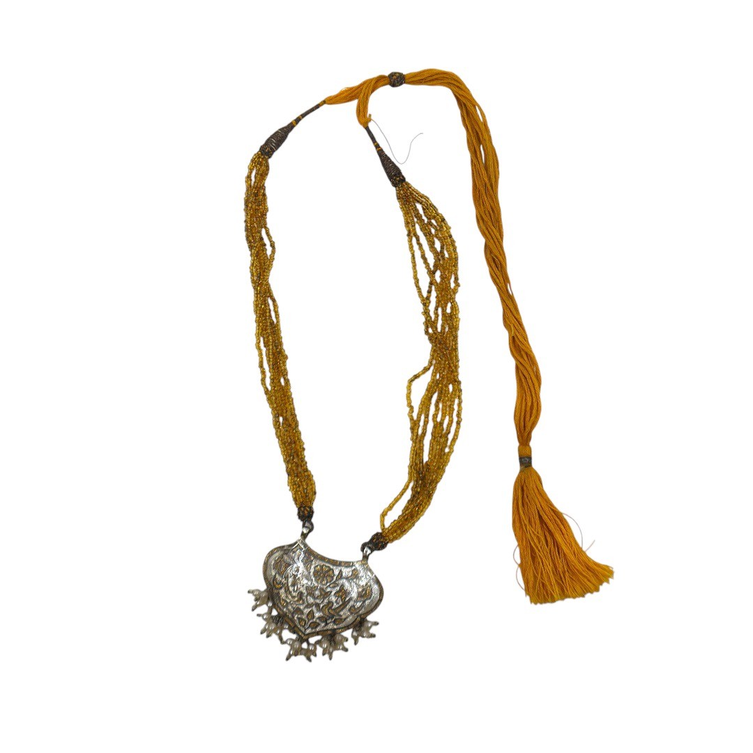 Indian 925 sterling silver pearl & enamel cord necklace - photo 4
