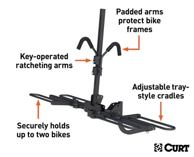 CURT 18085 2-Bike Tray-Style Hitch Mount Bike Rack