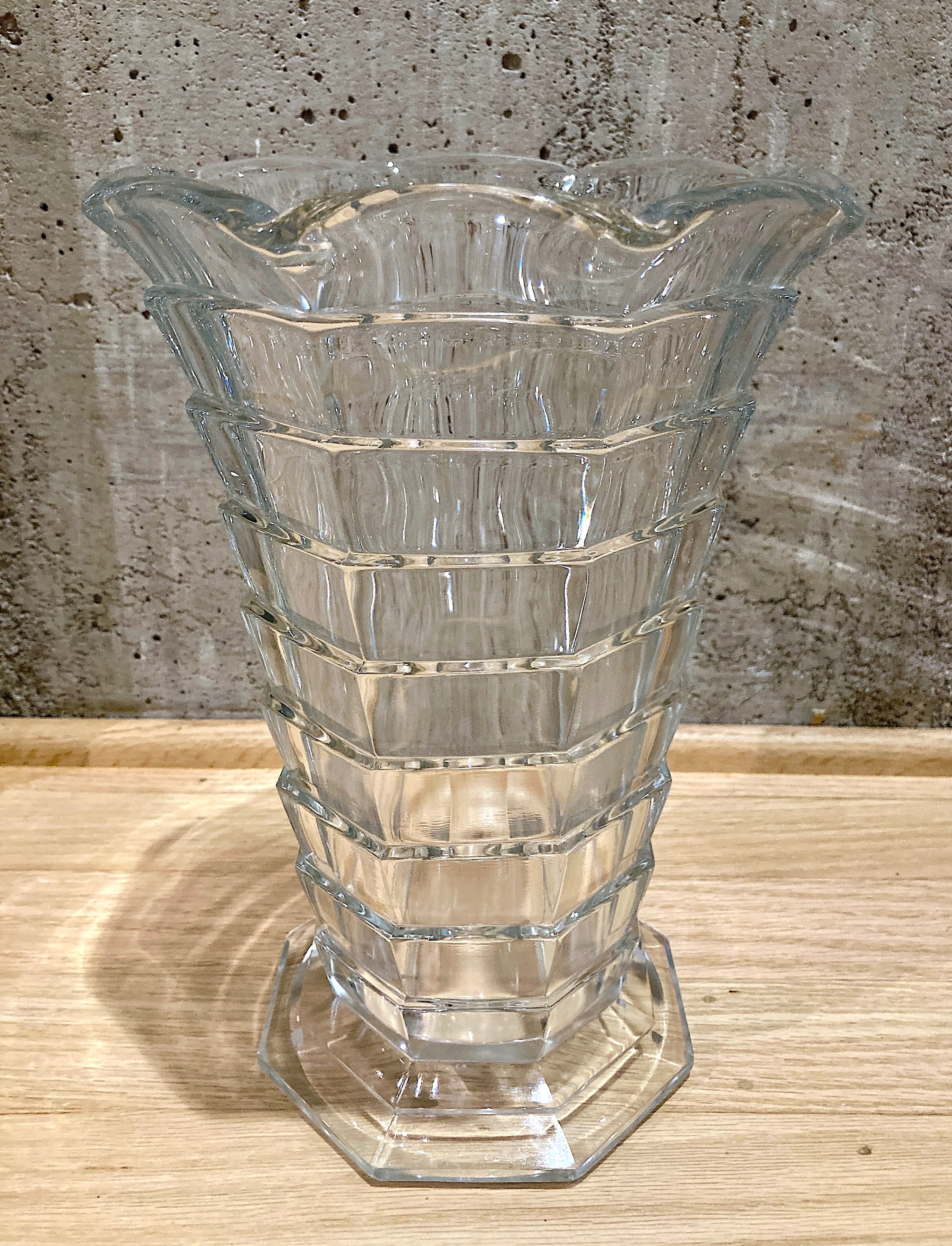 VTG Indiana Glass Tea Room 11" Large Vase Crystal Clear Art Deco - photo 2