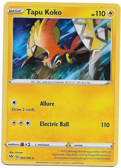 Pokemon Tapu Koko 061/189 Darkness Ablaze Holo LP