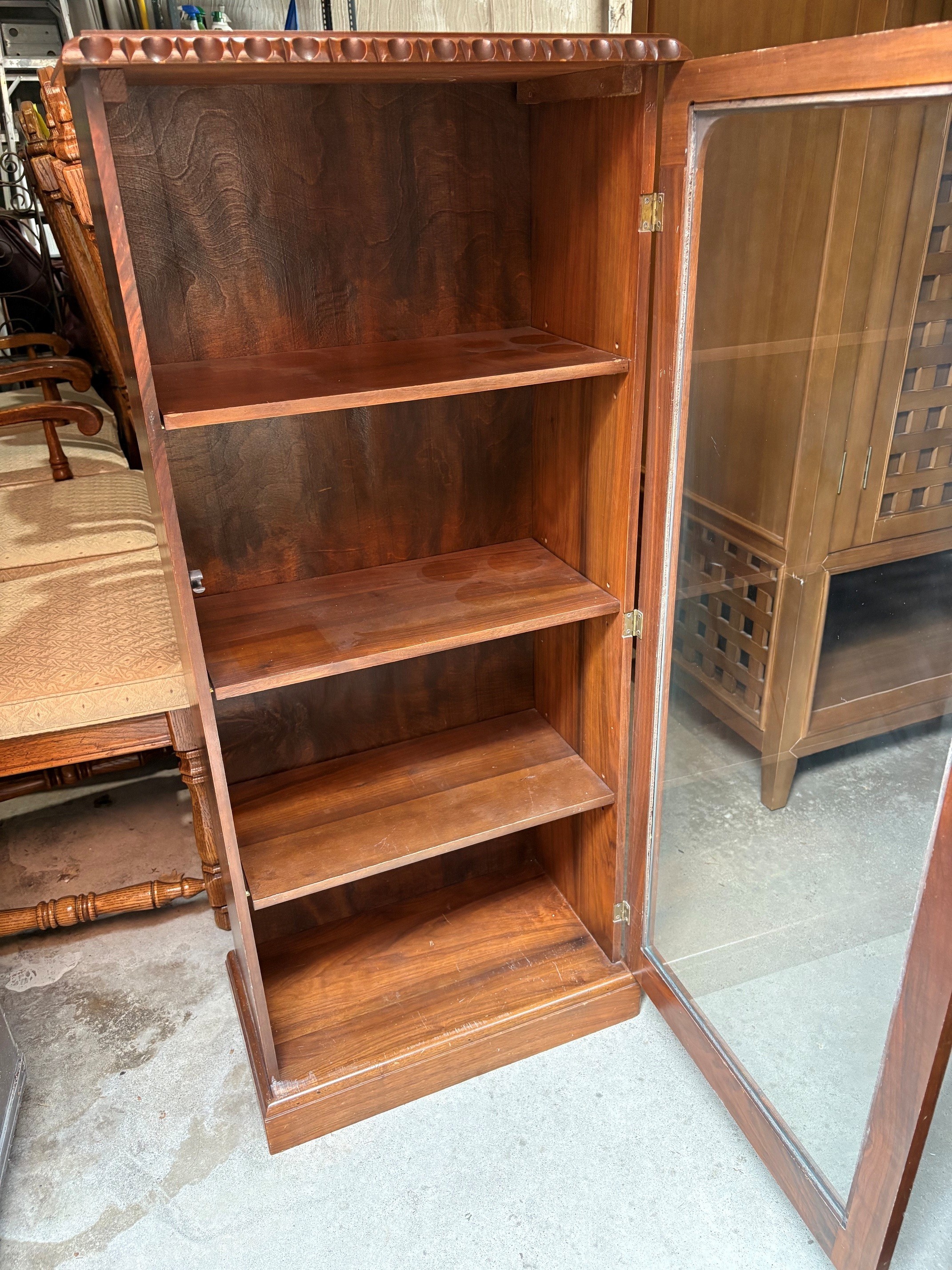 Antique Wooden Display Cabinet with Glass Door - photo 2