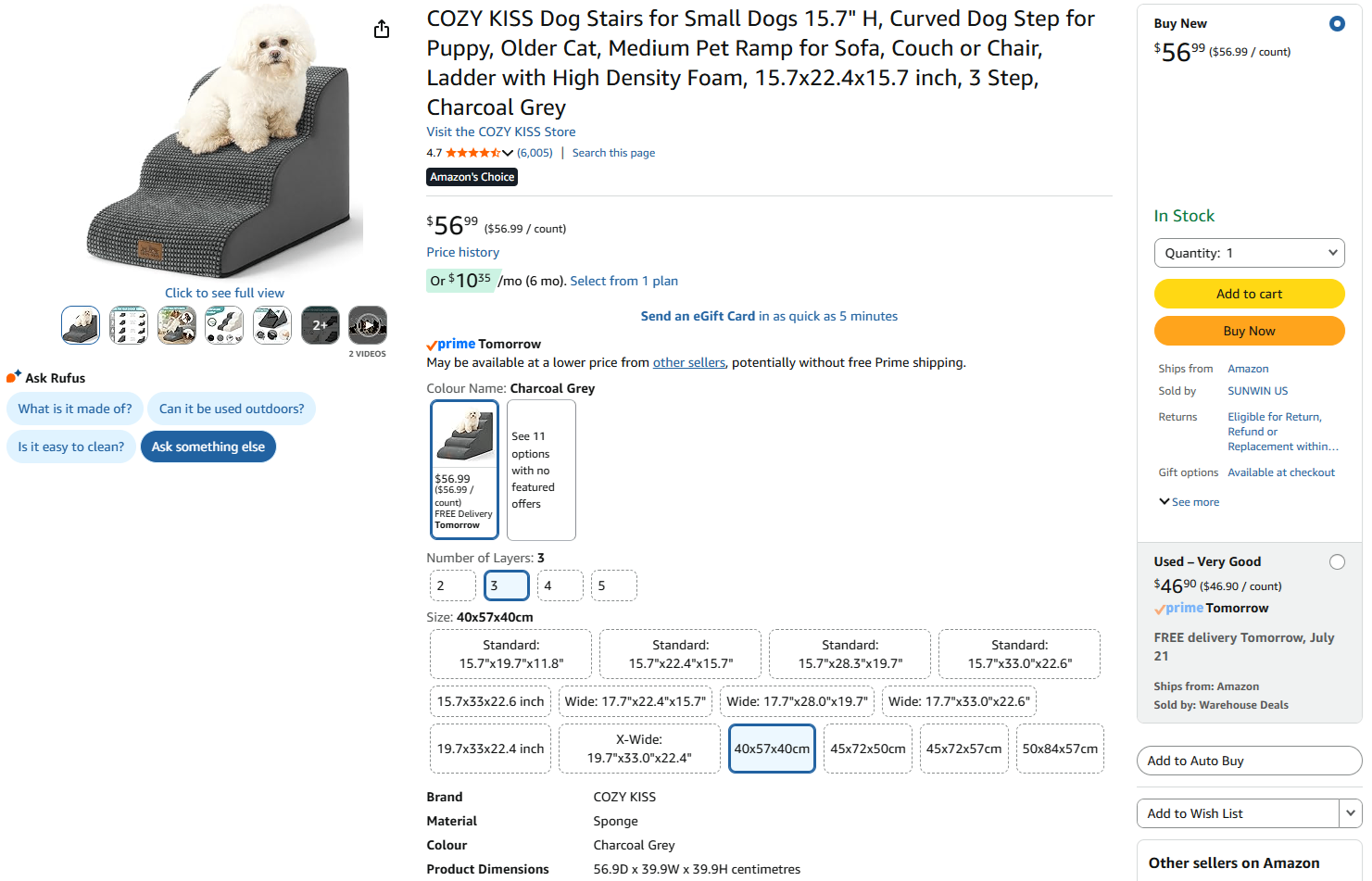 Dog Stairs for Small Dogs 15.7" H - photo 2