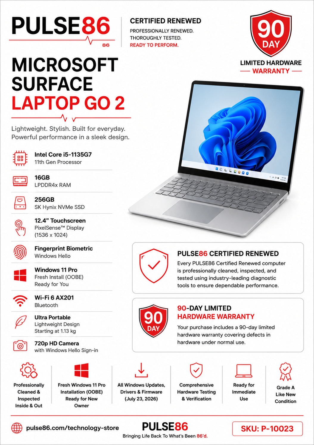 Microsoft Surface Laptop Go 2 16GB RAM 256GB SSD Touch Win11P - photo 5
