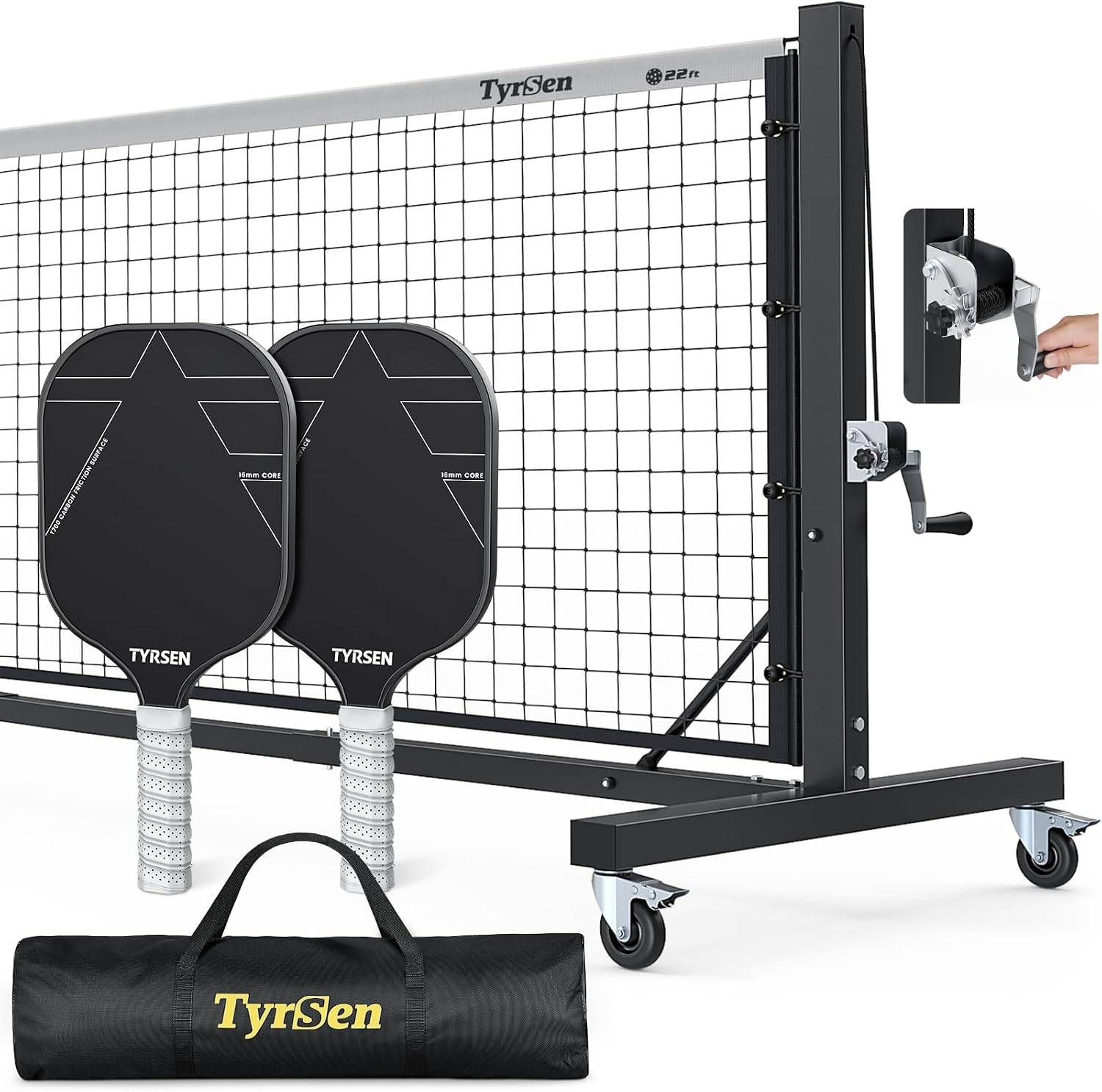 Pro Pickleball Net Set with Carbon Fiber Paddles & 22ft Net