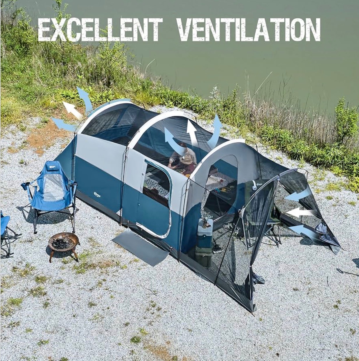 Portable Camping Tent with Screen Room Water Resistant 8 person - photo 5