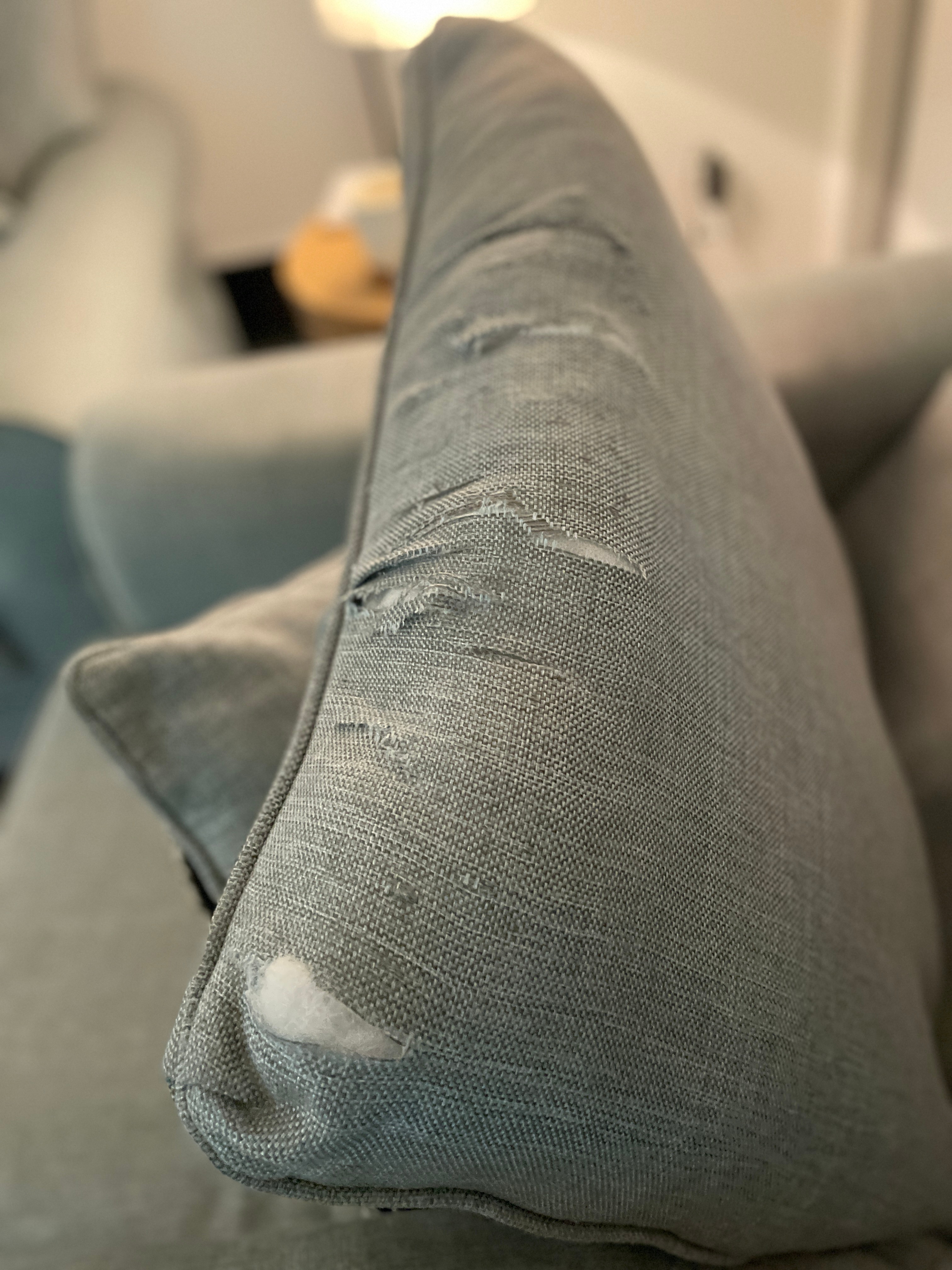 Light Blue 2 Loveseat Sofas with Throw Pillows - photo 4