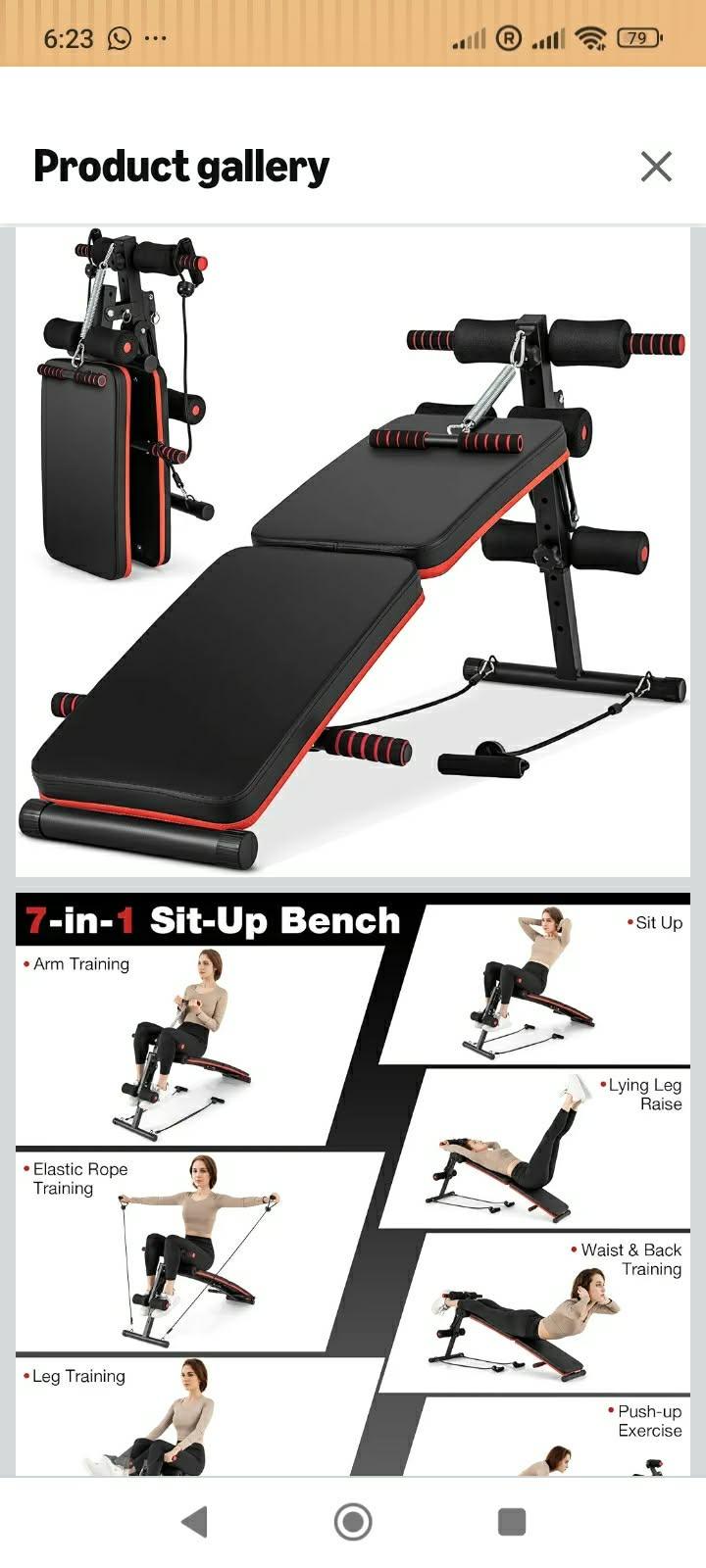 Adjustable Sit-Up Bench with Resistance Bands - photo 5