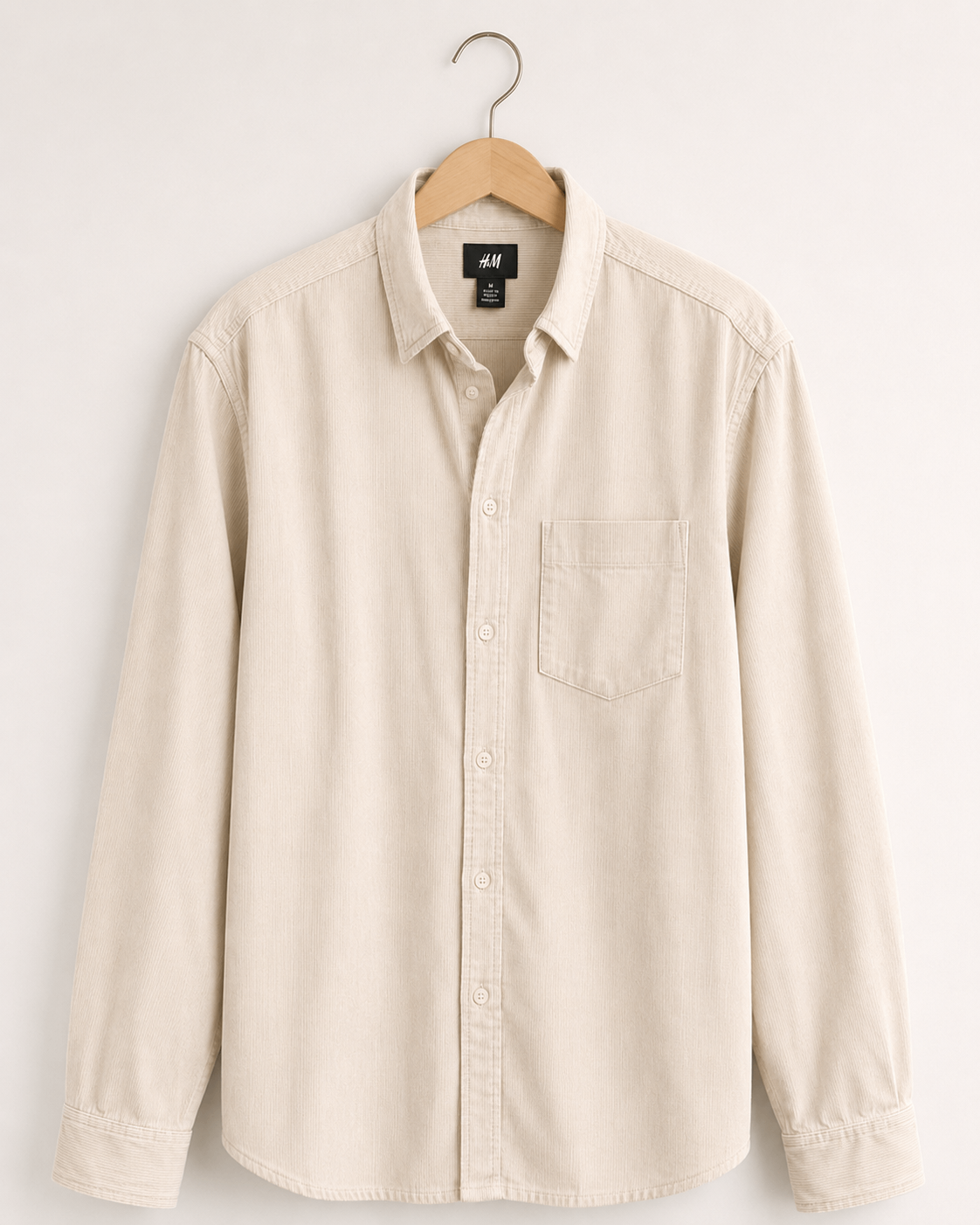 H&M Corduroy Overshirt – Beige/Cream – Size M