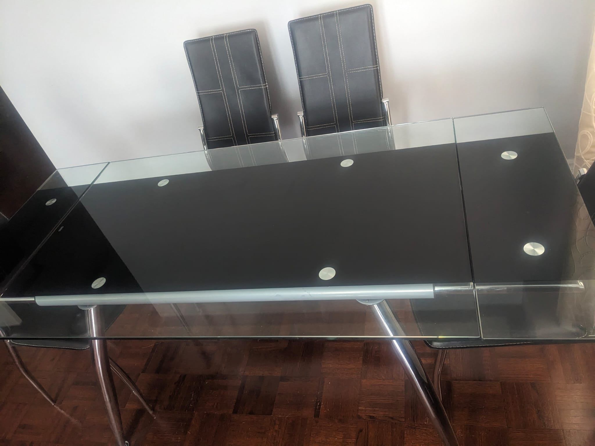 Tempered glass dining table with six chairs - photo 5