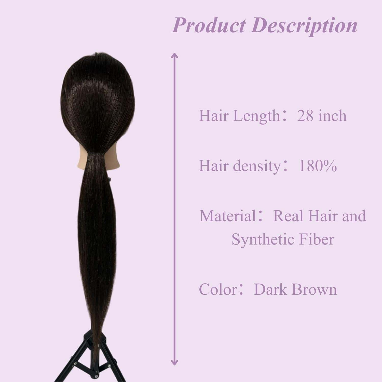 NEW~ 28" 80% Real Hair Mannequin Head Cosmetology - photo 2