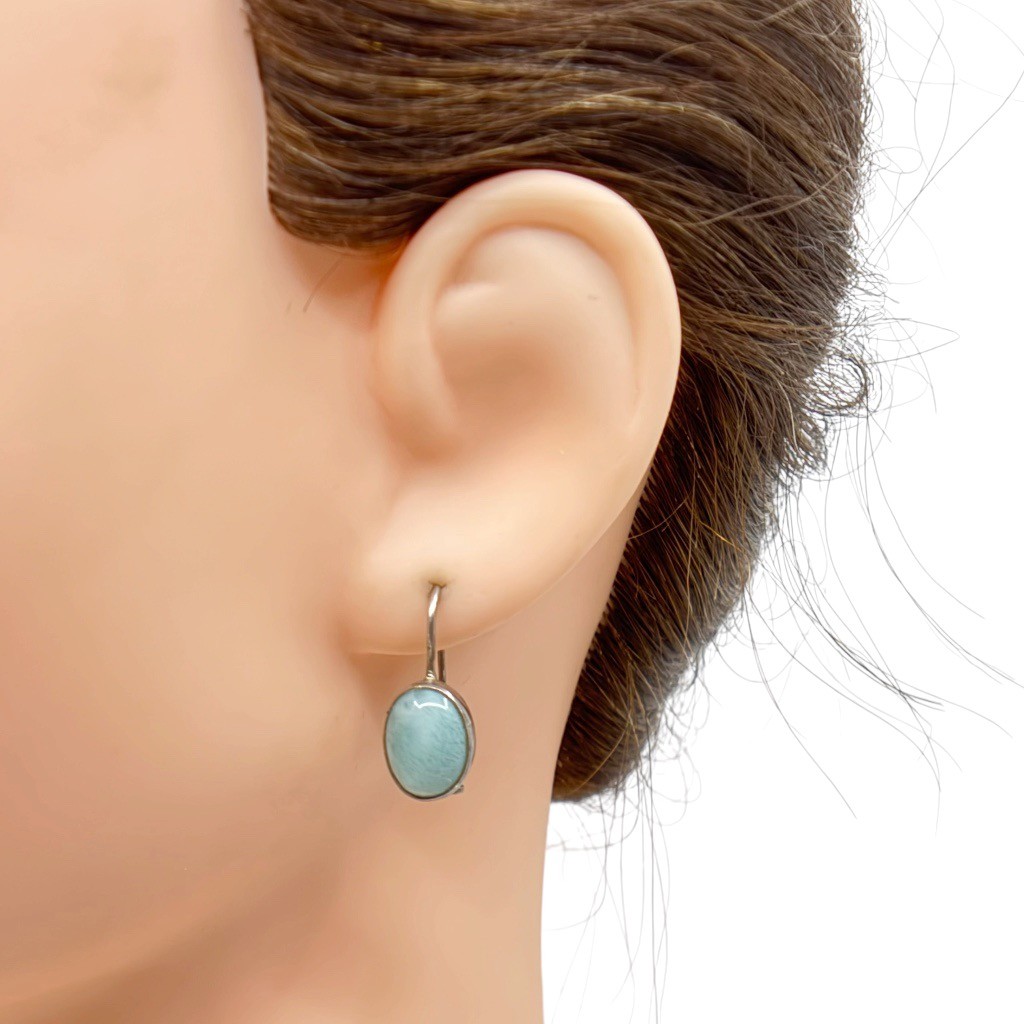 sterling silver Larimar cabochon earrings - GM1004 - photo 5