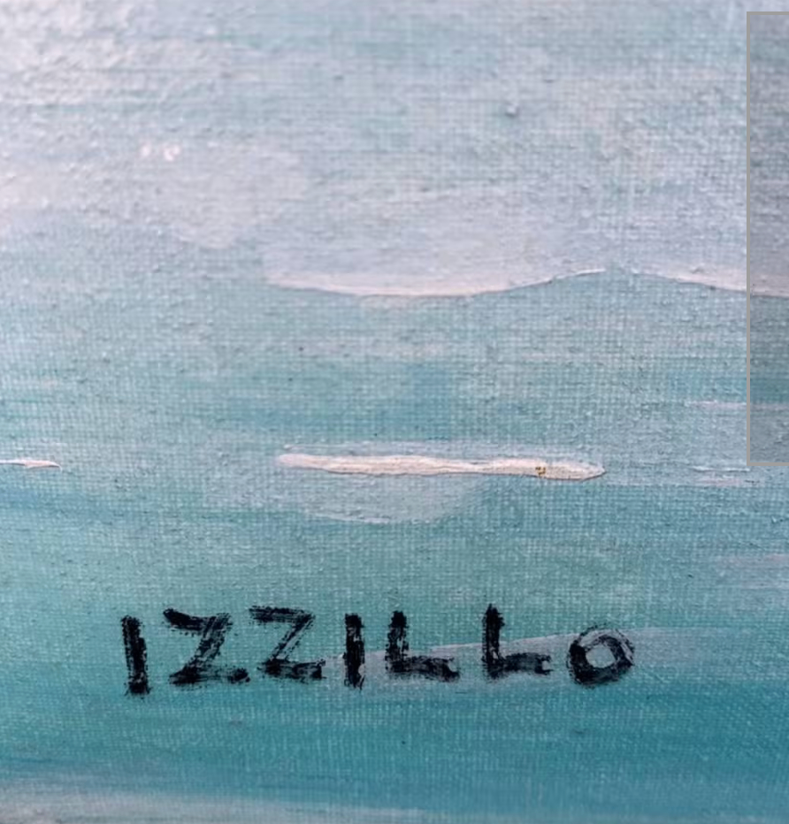 IZZILLO OIL PAINTING On CANVAS – VIBRANT ITALIAN HARBOUR SCENE - photo 3