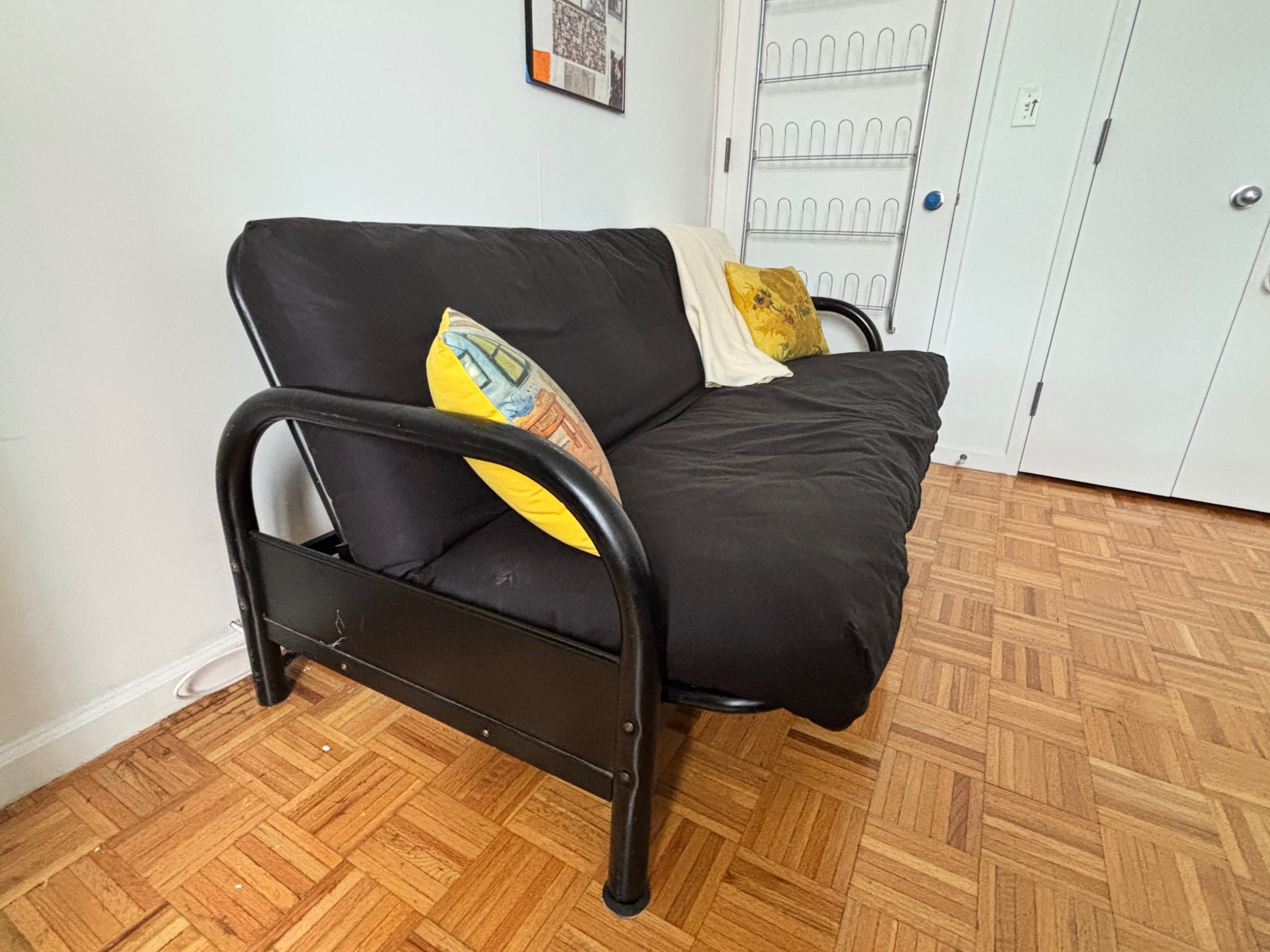 Black Metal Frame Futon / Convertible Sofa Bed - photo 4