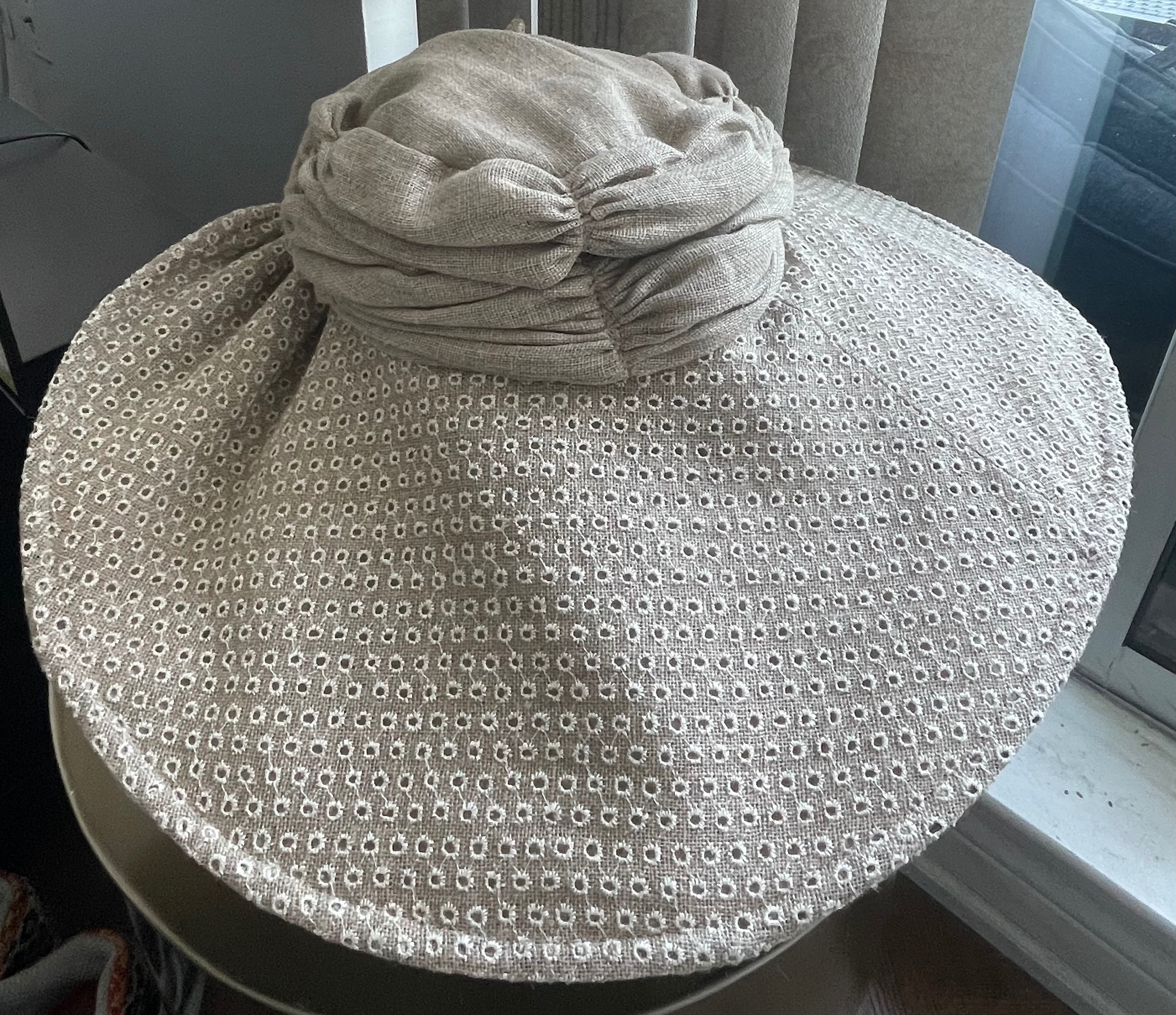 Vintage Kokin NY Couture Wide-Brim 7" Linen Hat (Holt Renfrew) - photo 4
