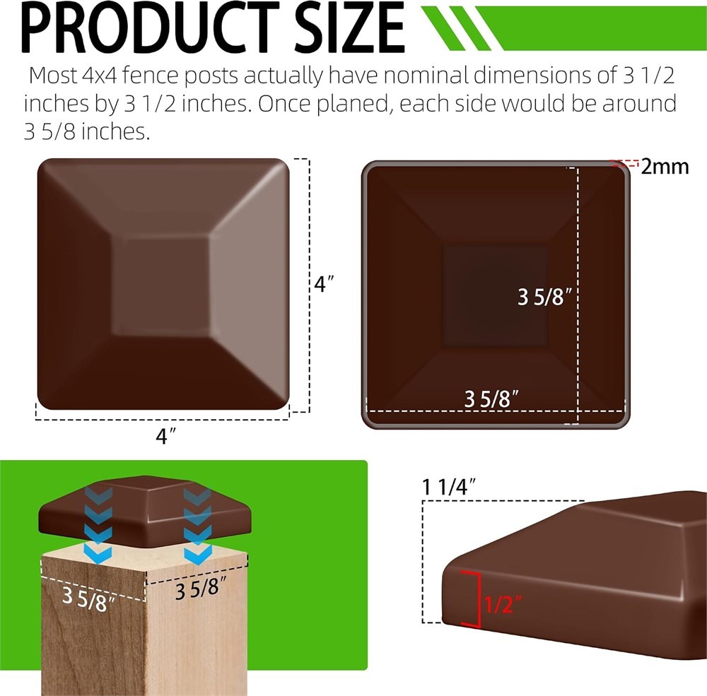 24-Pack Brown 4x4 Fence Post Caps – Brand New - photo 3
