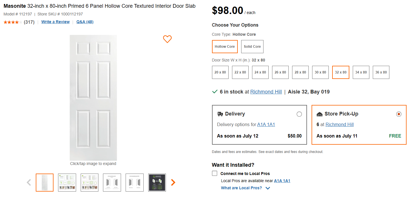 White 6-Panel Interior Doors — 24x80, 16x80, 30x80 - photo 5