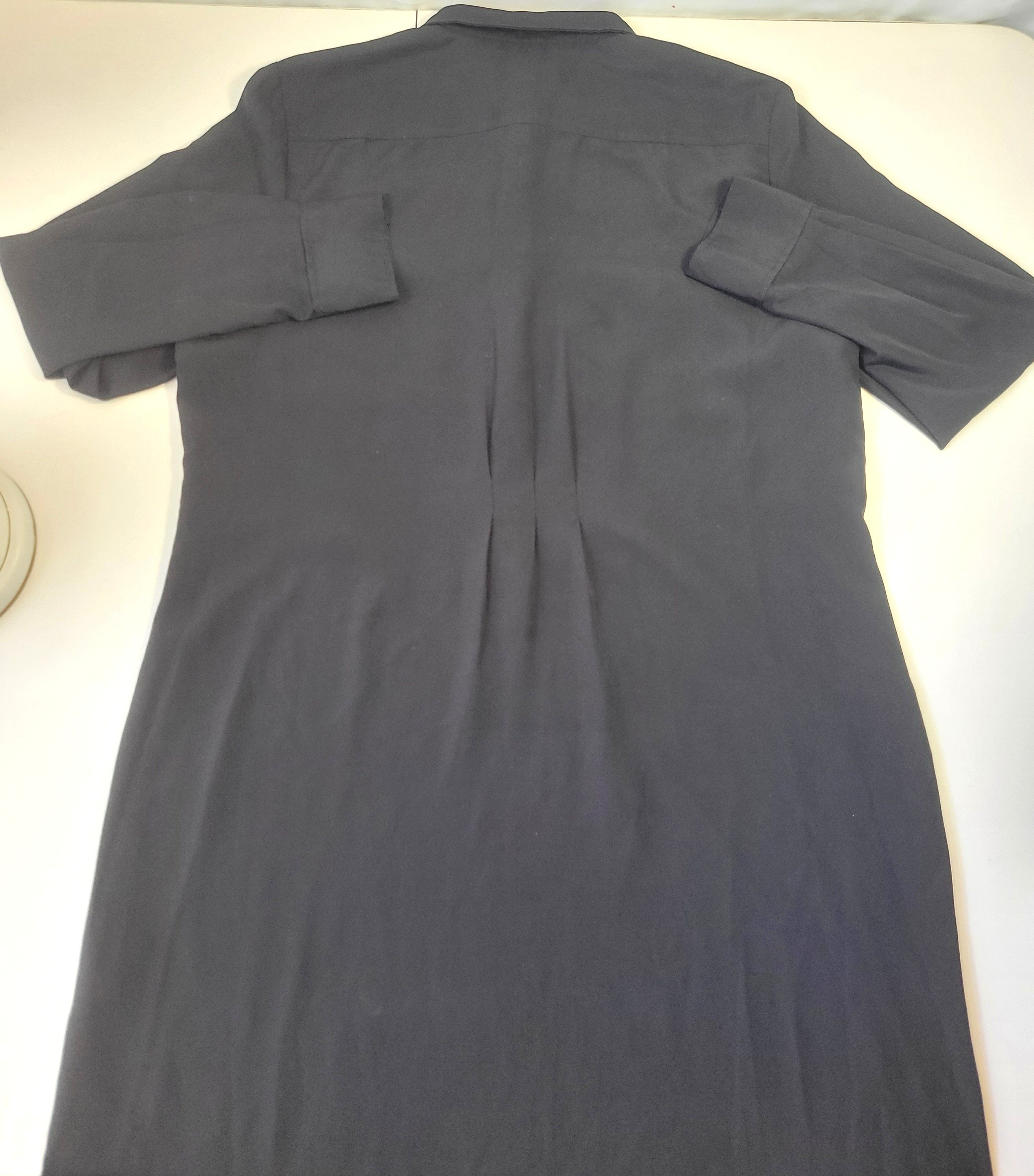 Joe Fresh Black Long Sleeve Button Front Shirt Dress Side Slits - photo 5