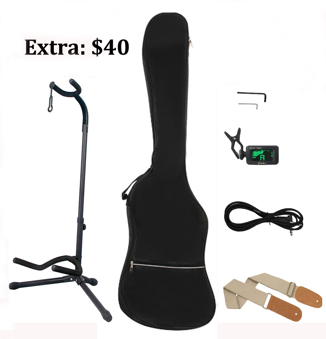 Brand New Spear & Shield 4-String Bass Guitar – Full Size, Black - photo 5