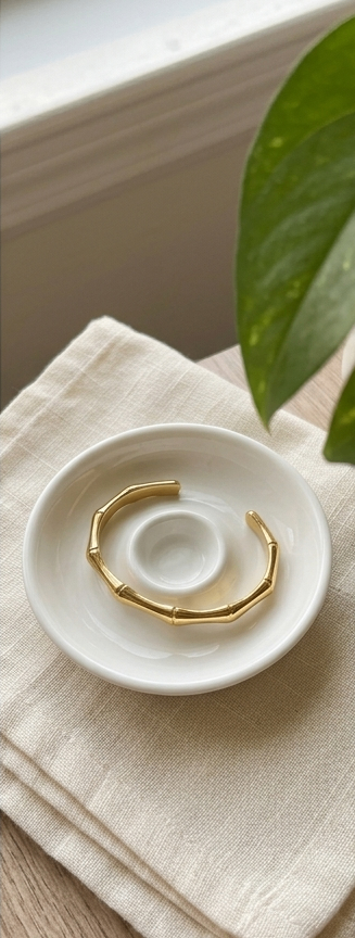 Gold Plated Bamboo Cuff Bracelet - photo 2