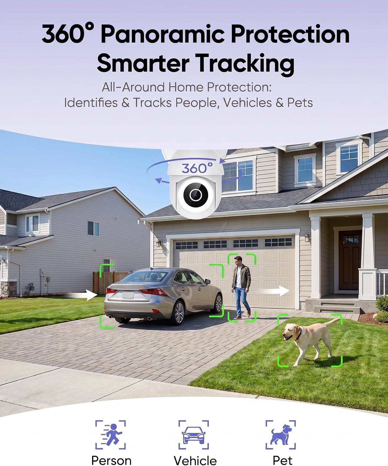 2K Security Camera Outdoor, 360° View with Pan and Tilt - photo 4