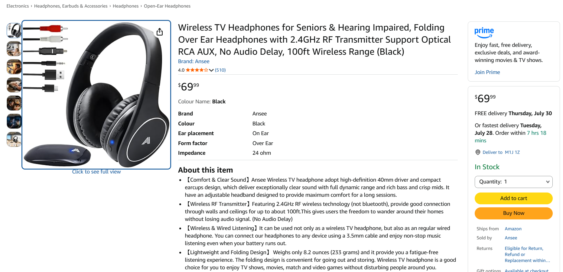 Wireless TV Headphones for Seniors & Hearing Impaired - photo 3